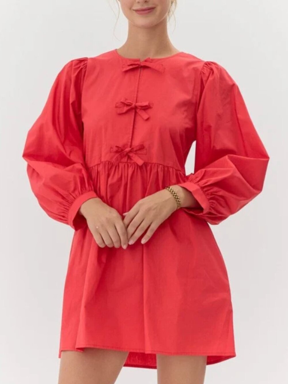 Band of the Free Solid Bow Tie Babydoll Dress